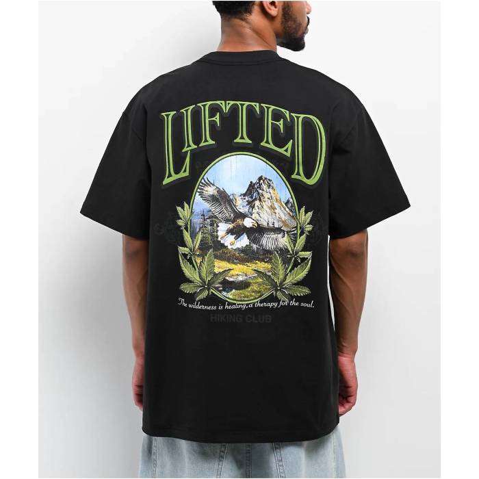 Lrg 【 Wilderness Hiking Club Black T-Shirt Men's Black 】 クラブ 黒色 ブラック Tシャツ メンズ 黒色 ブラック