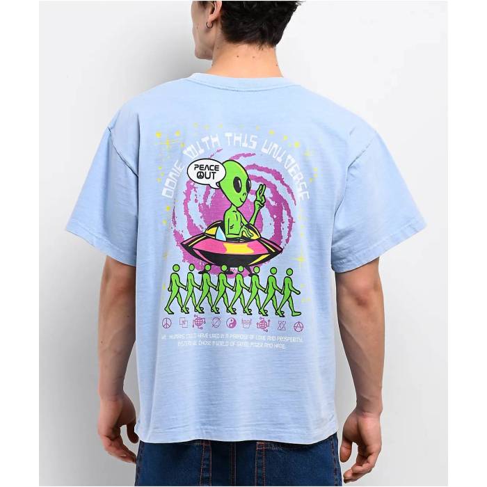 【★百貨店SALE★6/11真夜中2時迄】A.lab 【 We Leave In Peace Blue T-Shirt Men\u0027s Blue 】 青碧 青碧 ティーシャツ メンズ 青碧 青碧