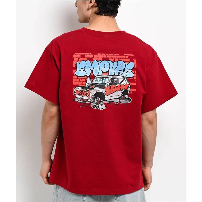 【★百貨店SALE★6/11真夜中2時迄】帝国 Empyre 【 The Whip Red Boxy T-Shirt Men\u0027s Red 】 Red 赤・赤いこと ティーシャツ メンズ Red 赤・赤いこと