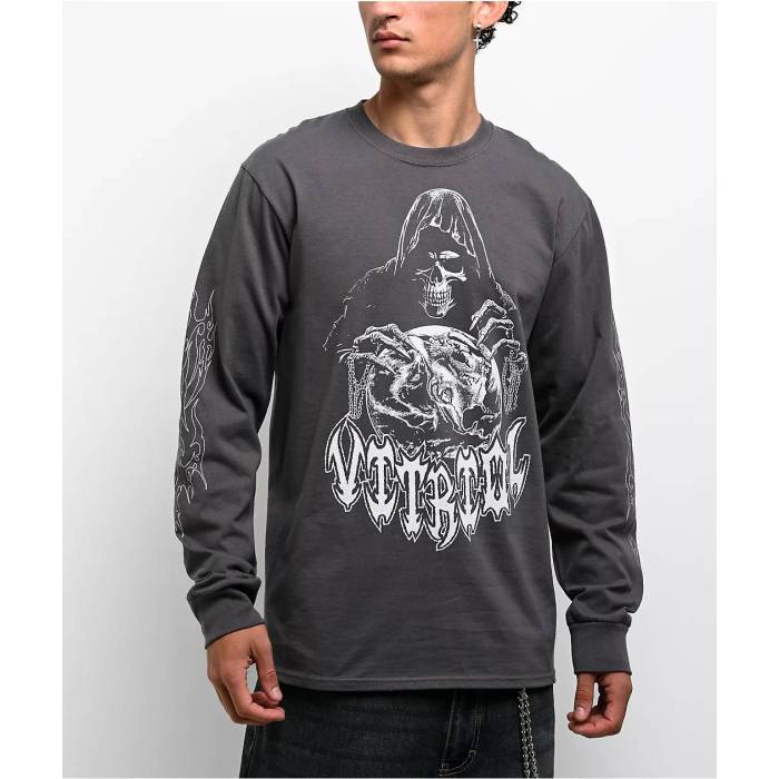 Vitriol 【 Monster Flash Charcoal Long Sleeve T-Shirt Men's Charcoal 】 チャコール Sleeve スリーブ Tシャツ メンズ チャコール 15,246円
