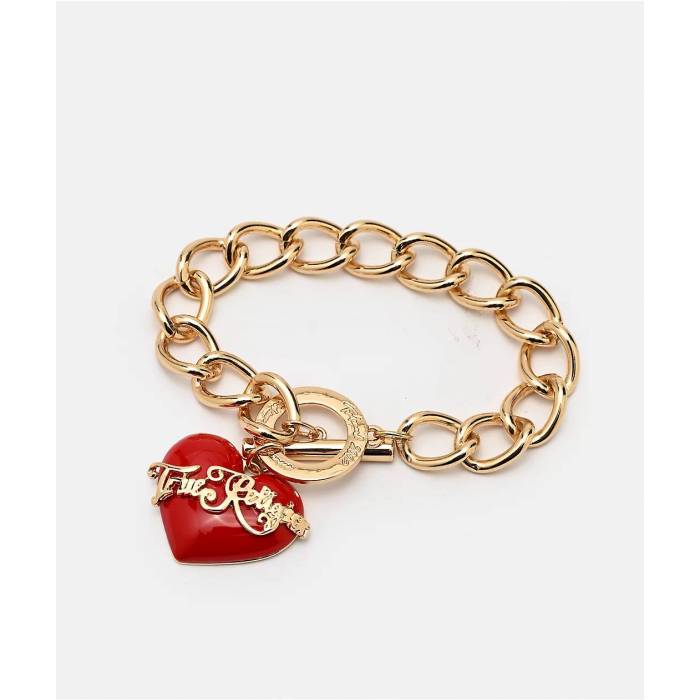 トゥルーレリジョン True Religion 【 Red Heart Toggle Bracelet Women's Gold 】 Red 赤・レッド ブレスレット レディース ゴールド