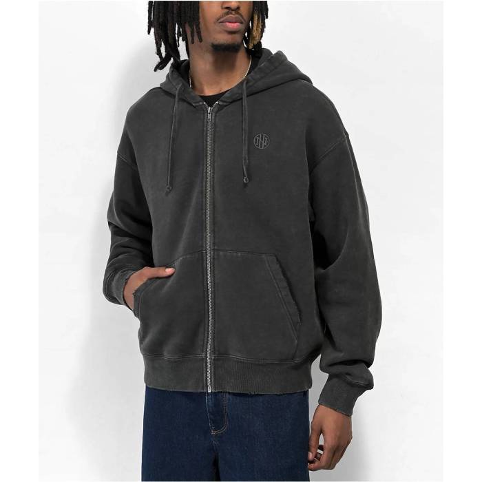 Ninth Hall Fundamentals 【 Distressed Ash Boxy Zip Hoodie Men's Charcoal 】 フーディー パーカー メンズ チャコール｜スニケス