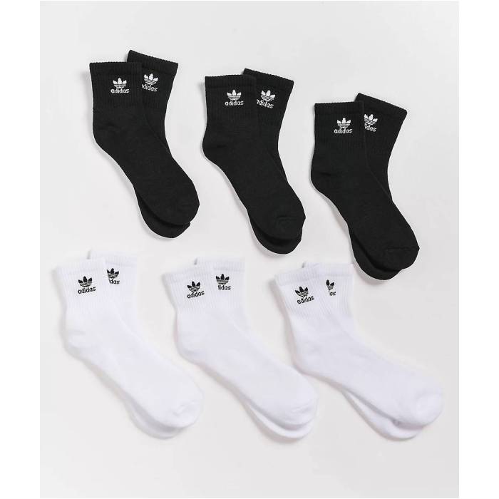アディダス Adidas 【 Originals Trefoil Black & White 6 Pack Ankle Socks Men's Assorted 】 オリジナルス トレフォイル 黒色 ブラック 白色 ホワイト ソックス・靴下 メンズ|スニケス