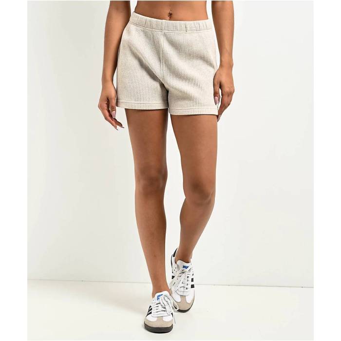 Zine 【 Jaya Oatmeal Waffle Shorts Women\u0027s Natural 】 ワップル さる股引き レディース 自然的
