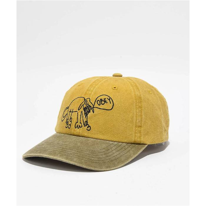 オベイ Obey 【 Dog Pigment Mustard & Tan Strapback Hat Men's Dark Yellow 】 メンズ yellow 黄色・イエロー