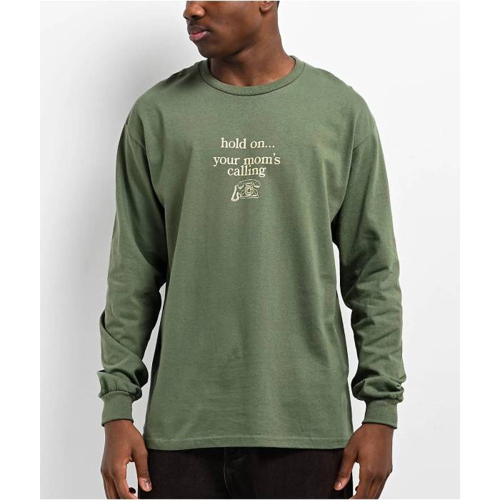 帝国 Empyre 【 Moms Calling Green Long Sleeve T-Shirt Men\u0027s Green 】 green 緑・緑であること Sleeve 捩り プルオーバー メンズ green 緑・緑であること