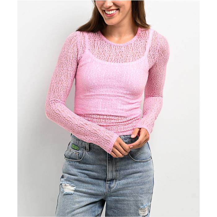 Zine 【 Talia Pink Lace Long Sleeve Top Women's Pink 】 pink ピンク Sleeve スリーブ レディース pink ピンク
