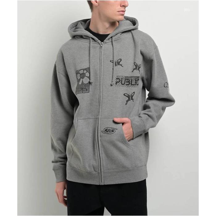 Public Snowboards 【 Public Sum Grey Zip Hoodie Men's Grey 】 灰色 グレー フーディー パーカー メンズ 灰色 グレー