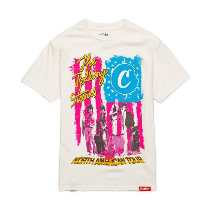 Cookies Clothing 【 Cookies X The Rolling Stones Flag Natural T-Shirt Men\u0027s Natural 】 自然的 プルオーバー メンズ 自然的