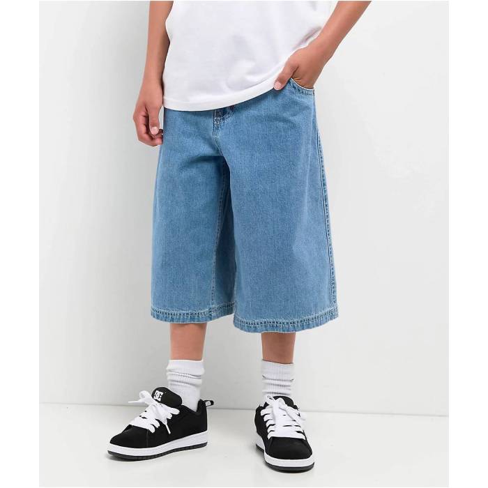【★百貨店SALE★6/11真夜中2時迄】A.lab 【 Kids Mega Shant Pixel Denim Shorts Kids\u0027 Blue 】 メガ ジーンズ さる股引き 青碧 青碧