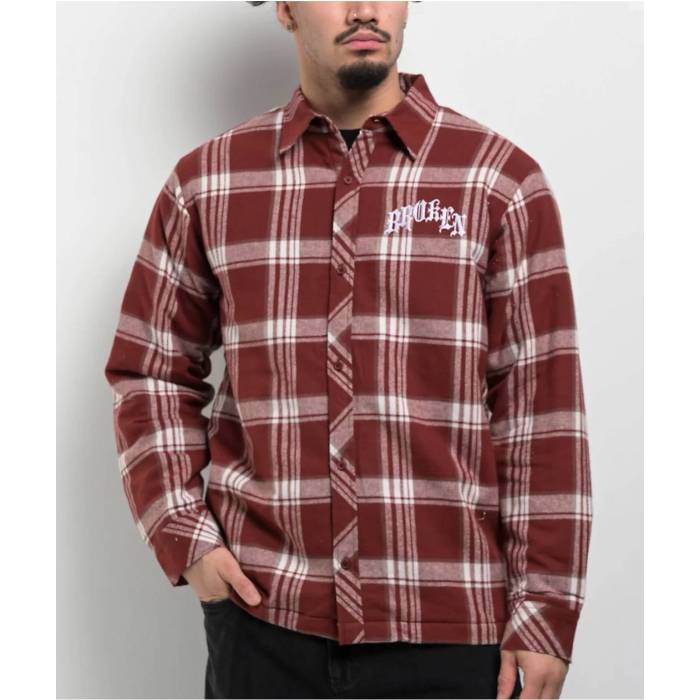 【★百貨店SALE★6/11真夜中2時迄】Broken Promises 【 Antiquity Red Flannel Jacket Men\u0027s Dark Red 】 Red 赤・赤いこと Jacket 上衣 メンズ Red 赤・赤いこと