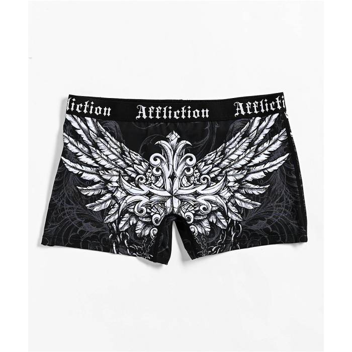 【★百貨店SALE★6/11真夜中2時迄】アフリクション Affliction 【 Empower Black \u0026 White Boyshort Underwear Women\u0027s Black 】 黒いこと 黒いこと 白いこと 白いこと アンダー御召しもの 下着類 レディース 黒いこと 黒いこと