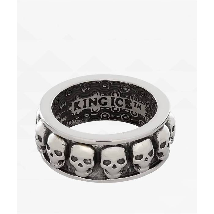King Ice 【 Skull Biker Stainless Steel Ring Men\u0027s Silver 】 ステンレス鋼 Steel スチール写真 メンズ Silver しろがね色・しろがね色