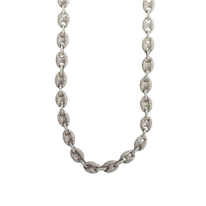 【★百貨店SALE★6/11十二時2時迄】King Ice 【 Iced Link 8Mm 22\" White Gold Chain Necklace Men\u0027s Silver 】 白いこと 白いこと ゴールド 首飾り メンズ Silver しろがね色・しろがね色"