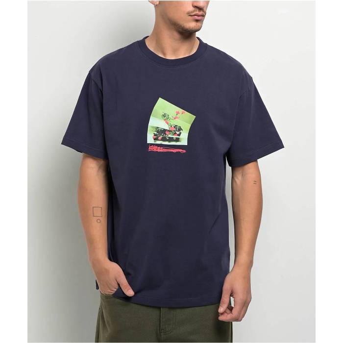 Hoddle 【 Flowers Navy T-Shirt Men\u0027s Navy 】 紺色 米国海軍 プルオーバー メンズ 紺色 米国海軍