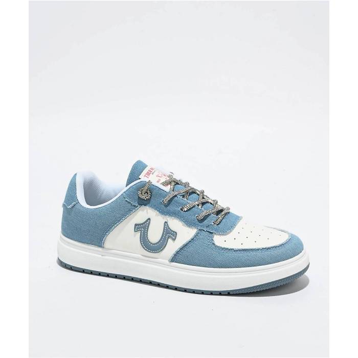 トゥルーレリジョン True Religion 【 Allison White & Light Blue Shoes Women's Blue 】 白色 ホワイト 青色 ブルー シューズ 運動靴 レディース 青色 ブルー｜スニケス