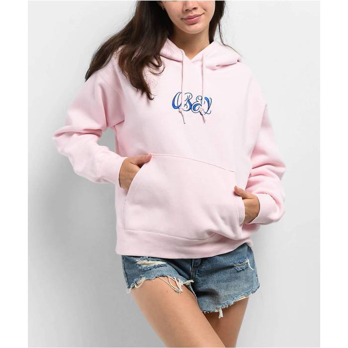 オベイ Obey 【 Ribbon Pink Sorbet Hoodie Women's Pink 】 pink ピンク フーディー パーカー レディース pink ピンク
