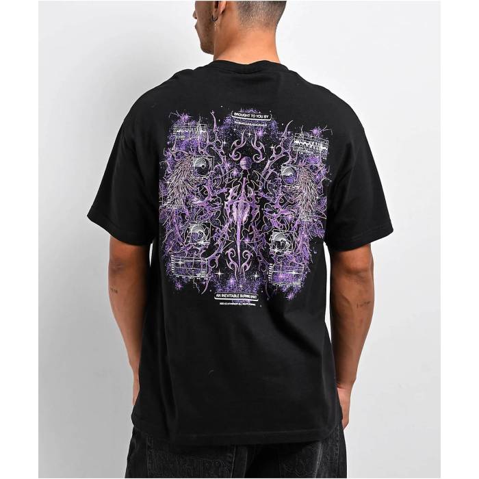 8Thwndr 【 Cyberheaven V3 Black T-Shirt Men\u0027s Black 】 黒いこと 黒いこと プルオーバー メンズ 黒いこと 黒いこと