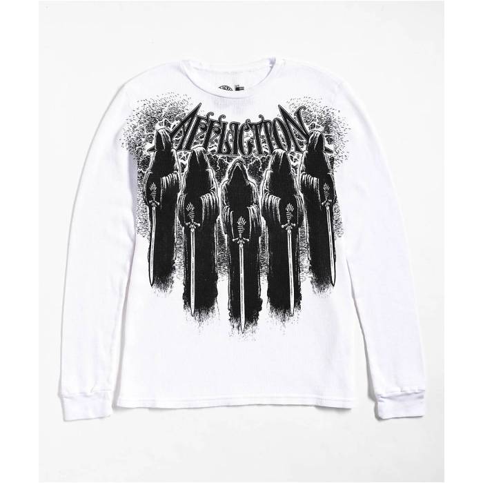 【★百貨店SALE★6/11真夜中2時迄】アフリクション Affliction 【 Kids Foreboading White Thermal Long Sleeve T-Shirt Kids\u0027 White 】 白いこと 白いこと Sleeve 衣袂 ティーシャツ 白いこと 白いこと