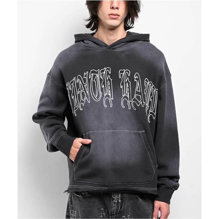 Ninth Hall 【 Fein Black Wash Hoodie Men's Charcoal 】 黒色 ブラック フーディー パーカー メンズ チャコール