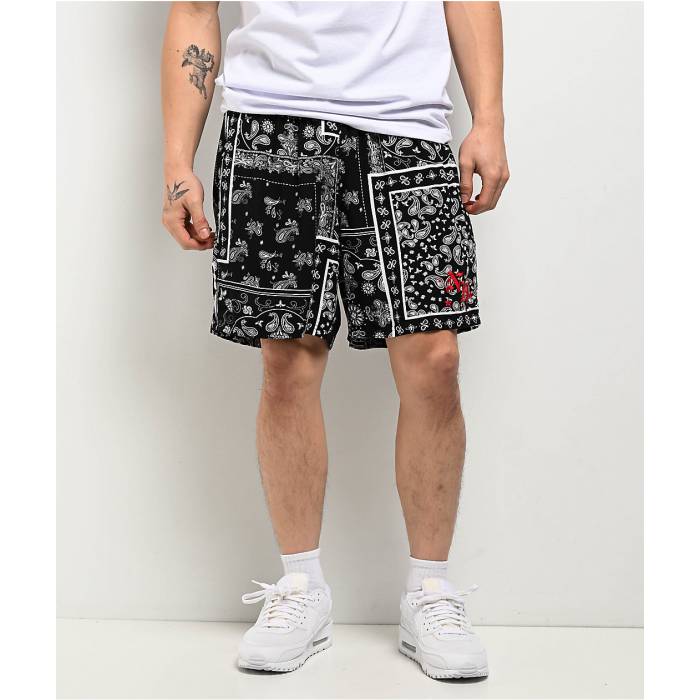 【★百貨店SALE★6/11真夜中2時迄】Ninth Hall 【 Paisley Black Rayon Shorts Men\u0027s Black 】 黒いこと 黒いこと さる股引き メンズ 黒いこと 黒いこと
