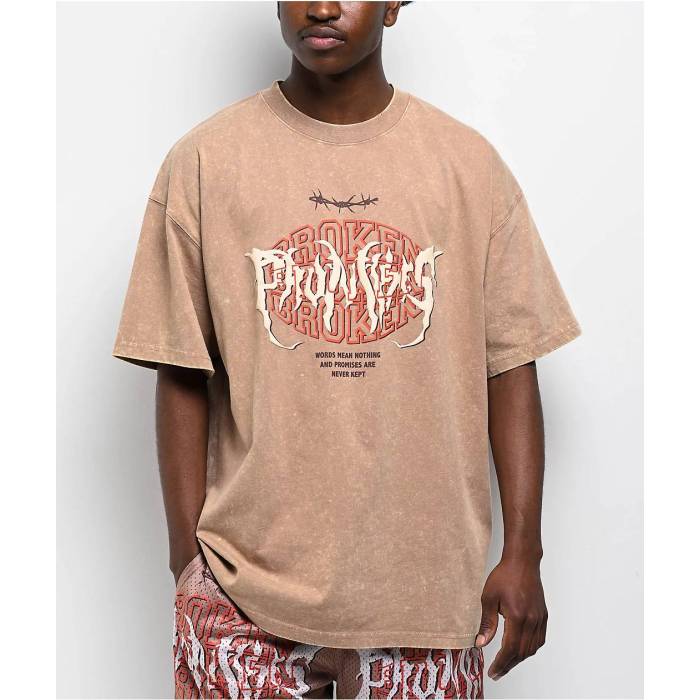 Broken Promises 【 Underworld Natural Wash T-Shirt Men's Beige 】 ナチュラル Tシャツ メンズ ベージュ