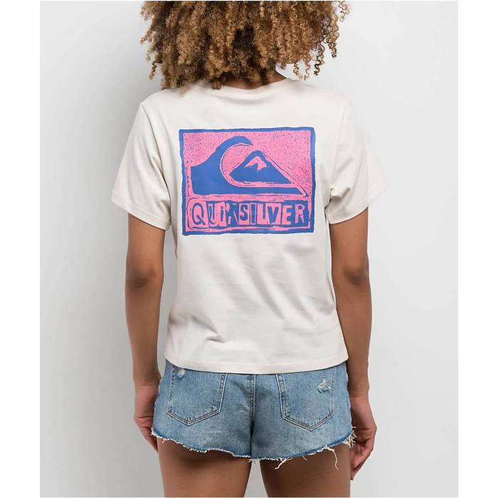 クイックしろがね色 Quiksilver 【 Quicksilver Stamped Classic White T-Shirt Women\u0027s White 】 古典派音楽 白いこと 白いこと プルオーバー レディース 白いこと 白いこと