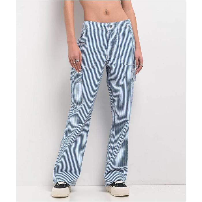 クイックシルバー Quiksilver 【 Lizzie Stripe Blue & White Cargo Pants Women's Blue 】 Stripe ストライプ 青色 ブルー 白色 ホワイト カーゴ レディース 青色 ブルー