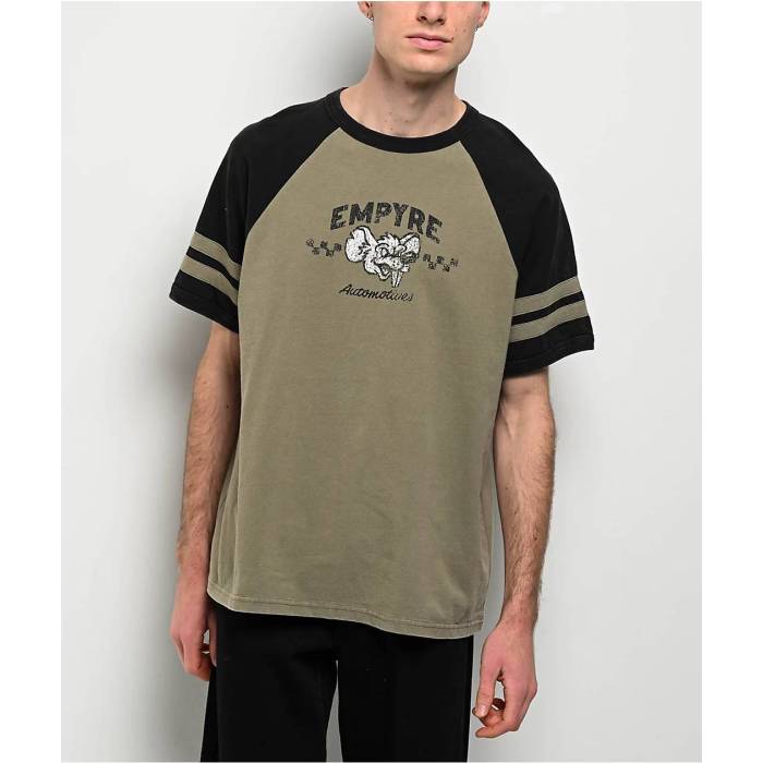 帝国 Empyre 【 Gas Rat Black \u0026 Green Wash Raglan T-Shirt Men\u0027s Green 】 黒いこと 黒いこと green 緑・緑であること Raglan ラグラン プルオーバー メンズ green 緑・緑であること