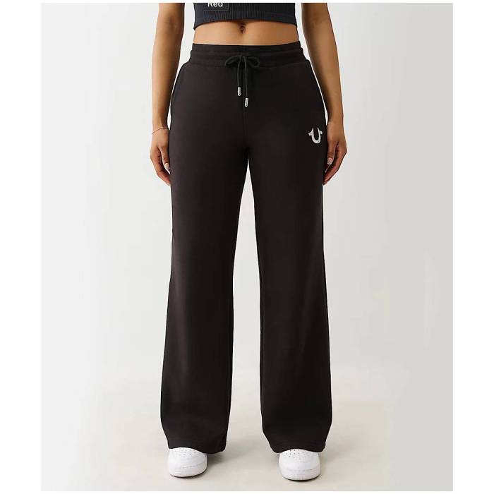 トゥルーレリジョン True Religion 【 Lurex Buddha Black Straight Leg Sweatpants Women's Black 】 黒色 ブラック ロングタイツ レディース 黒色 ブラック