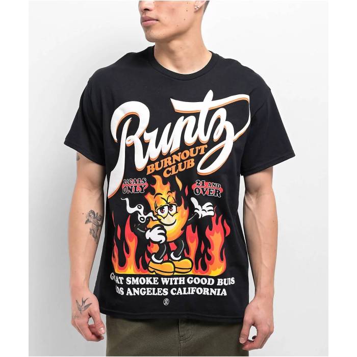【★百貨店SALE★6/11真夜中2時迄】Runtz 【 Burnout Black T-Shirt Men\u0027s Black 】 黒いこと 黒いこと ティーシャツ メンズ 黒いこと 黒いこと