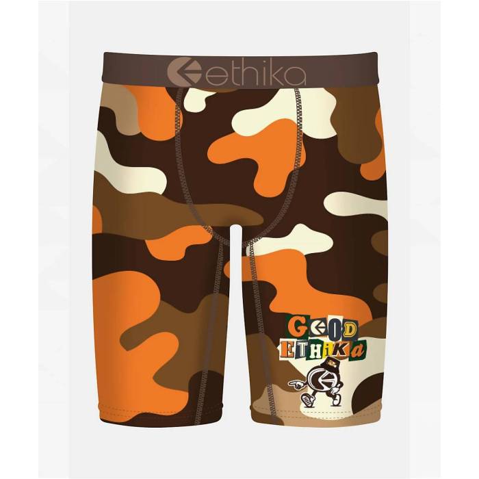 【★百貨店SALE★6/11真夜中2時迄】エシカ Ethika 【 Kids Good Compenny Boxer Briefs Kids\u0027 Brown 】 赤銅色 赤銅色
