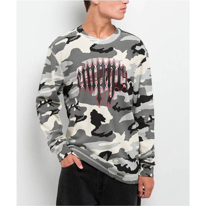 【★百貨店SALE★6/11真夜中2時迄】帝国 Empyre 【 Ash Tray Camo Thermal Long Sleeve T-Shirt Men\u0027s Camouflage 】 合鴨柄 Sleeve 衣袂 ティーシャツ メンズ