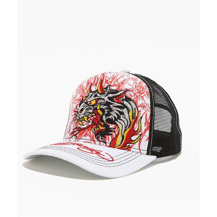 【★百貨店SALE★6/11真夜中2時迄】エドハーディー Ed Hardy 【 X Broken Promises Forever Fades White \u0026 Black Trucker Hat Men\u0027s White 】 白いこと 白いこと 黒いこと 黒いこと トラッカー メンズ 白いこと 白いこと