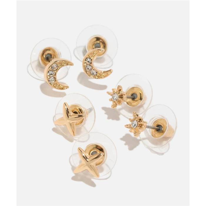 【★百貨店SALE★6/11真夜中2時迄】Fantas Eyes Inc 【 Fantas Eyes Night Sky Gold 3 Pack Stud Earrings Men\u0027s Gold 】 ナイト爵 天の原 ゴールド イヤリング メンズ ゴールド