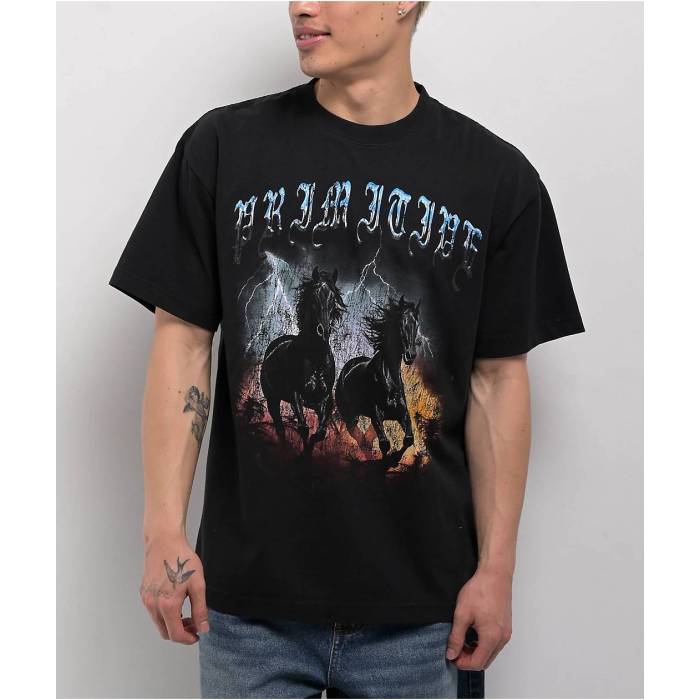 【★百貨店SALE★6/11真夜中2時迄】大時代 Primitive 【 Storm Black T-Shirt Men\u0027s Black 】 黒いこと 黒いこと ティーシャツ メンズ 黒いこと 黒いこと