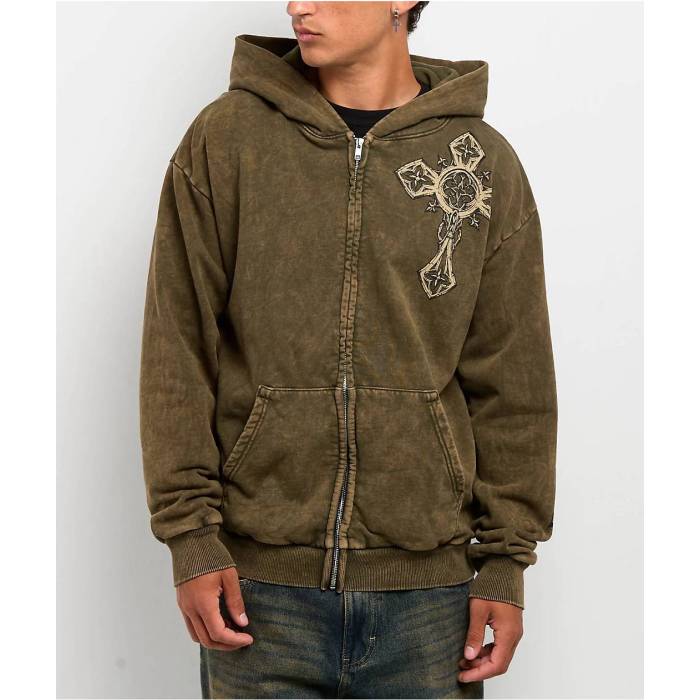 アフリクション Affliction 【 Spiker Green Wash Zip Hoodie Men\u0027s Green 】 green 緑・緑であること フーディー パーカー メンズ green 緑・緑であること パーカー-メンズファッション