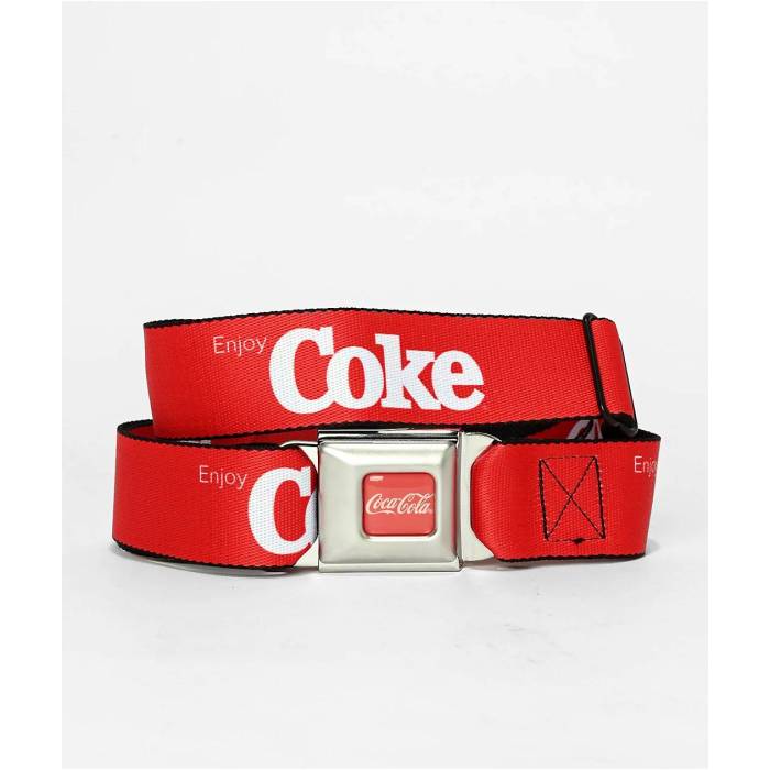Buckle Down 【 X Coca-Cola Enjoy Coke Red Seatbelt Belt Men's Red 】 Red 赤・レッド ベルト メンズ Red 赤・レッド