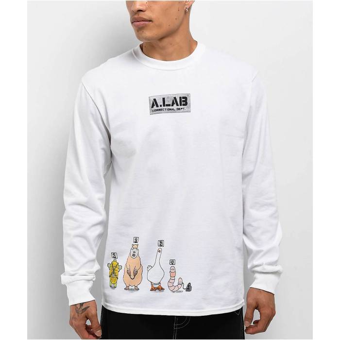 A.lab 【 Heist Long Sleeve White T-Shirt Men\u0027s White 】 Sleeve 捩り 白いこと 白いこと プルオーバー メンズ 白いこと 白いこと