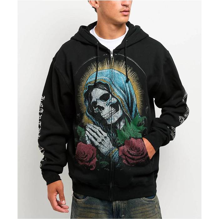 Heartbreakers Club 【 Blessed Black Zip Hoodie Men Black 】 黒色 ブラック フーディー パーカー メンズ 黒色 ブラック