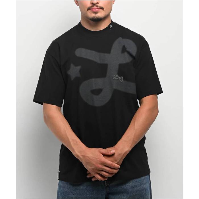 【★百貨店SALE★6/11真夜中2時迄】Lrg 【 Stencil Black T-Shirt Men\u0027s Black 】 黒いこと 黒いこと ティーシャツ メンズ 黒いこと 黒いこと