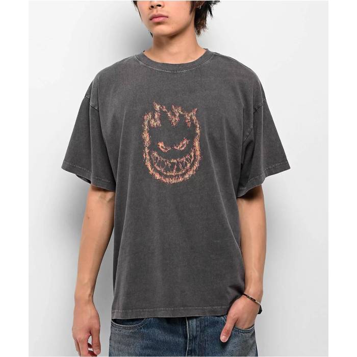 スピットファイア Spitfire 【 Charred Remains Grey Wash T-Shirt Men's Grey 】 灰色 グレー Tシャツ メンズ 灰色 グレー|スニケス