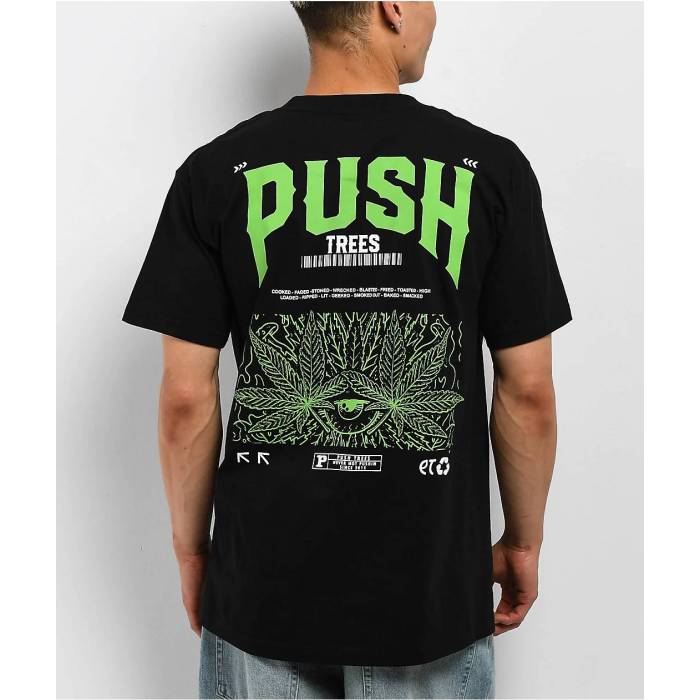 【★百貨店SALE★6/11真夜中2時迄】Push Trees 【 Delusional Black T-Shirt Men\u0027s Black 】 黒いこと 黒いこと ティーシャツ メンズ 黒いこと 黒いこと