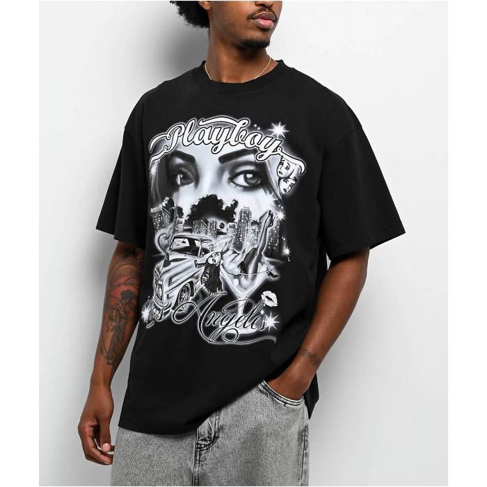 【★百貨店SALE★6/11真夜中2時迄】Color Bars 【 X Playboy La Black T-Shirt Men\u0027s Black 】 天使の都市 黒いこと 黒いこと ティーシャツ メンズ 黒いこと 黒いこと