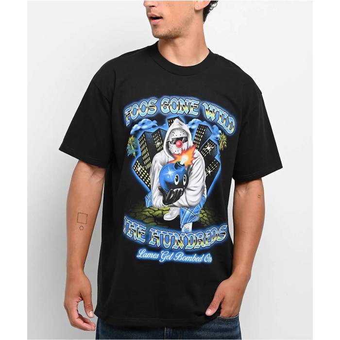 Foos Gone Wild 【 X The Hundreds Bombed On Black T-Shirt Men's Black 】 黒色 ブラック Tシャツ メンズ 黒色 ブラック
