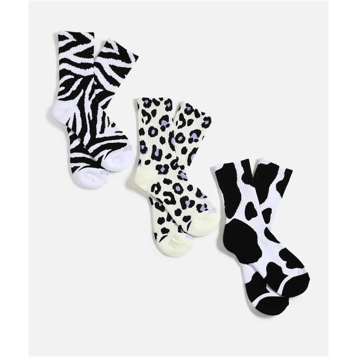 A.lab 【 Into The Wild White Black & Natural 3 Pack Crew Socks Women's Multicolor 】 wild ワイルド 白色 ホワイト 黒色 ブラック ナチュラル クルー ソックス・靴下 レディース