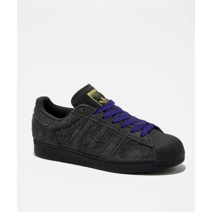 アディダス Adidas 【 Superstar Adv Carbon \u0026 Purple Skate Shoes Men\u0027s Charcoal 】 Superstar はやりっ児 炭素 Purple 紫・パープル Skate 滑る シューズ 運動すること靴 メンズ 濃灰色
