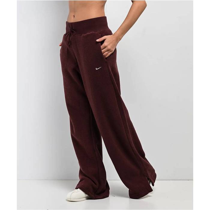 ナイキ Nike 【 Sportswear Phoenix Plush Burgundy Crush High Rise Wide Leg Sweatpants Women's Dark Brown 】 フェニックス ワイン色・バーガンディー ハイ ライズ ロングタイツ レディース 茶色 ブラウン