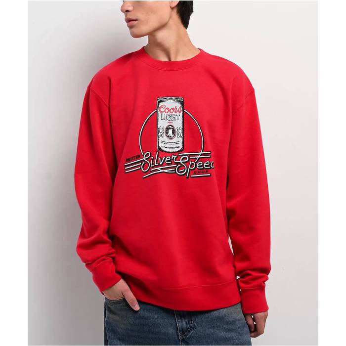【★百貨店SALE★6/11夜夜中2時迄】ブリクス英トン Brixton 【 X Coors Red Crewneck Sweatshirt Men\u0027s Red 】 Red 赤・赤いこと 流汗 調教師 メンズ Red 赤・赤いこと