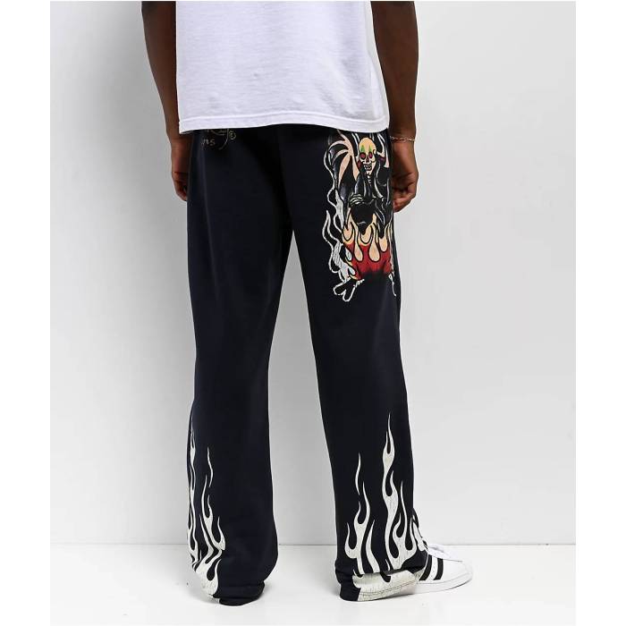 【★百貨店SALE★6/11夜夜中2時迄】エドハーディー Ed Hardy 【 Fire Lord Navy Wash Baggy Sweatpants Men\u0027s Navy 】 火の手 紺色 米国海軍 ロングタイツ メンズ 紺色 米国海軍